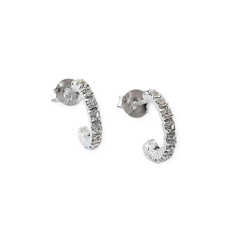 Aros Argollas Circón Blanco 11mm Plata Fina 925-1