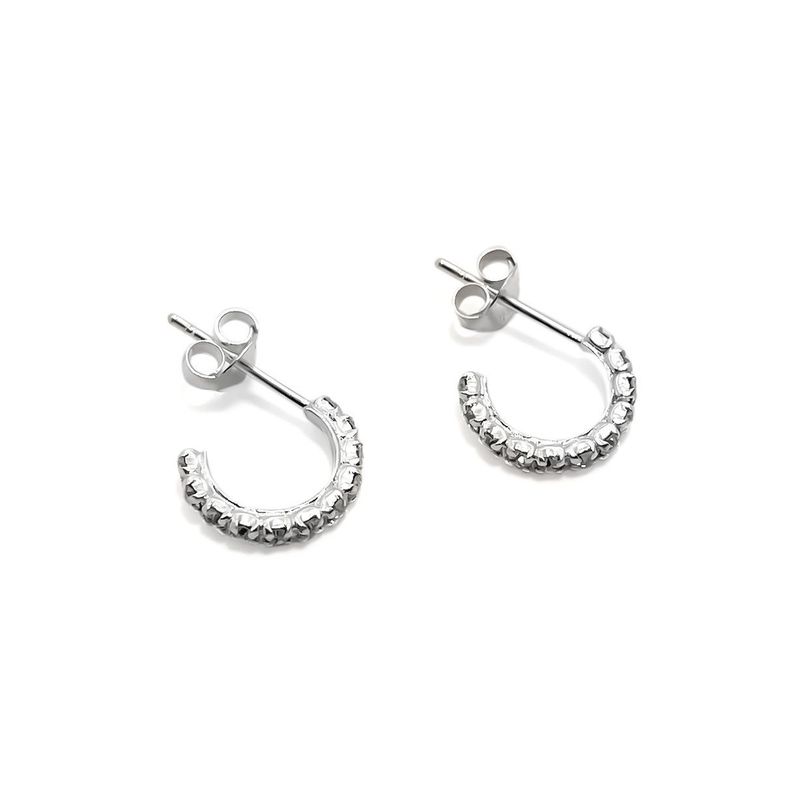 Aros Argollas Circón Blanco 11mm Plata Fina 925-3