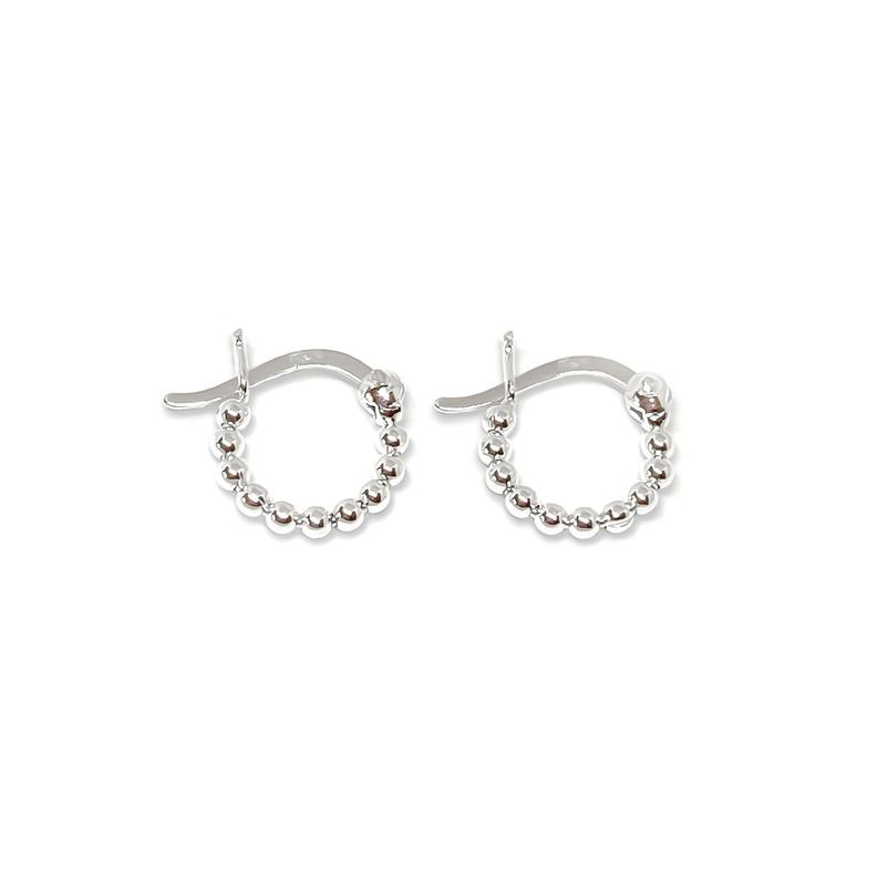 Aros Argollas Mini Bolitas 12mm Plata Fina 925-1