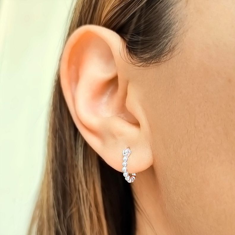 Aros Argollas Mini Bolitas 12mm Plata Fina 925-2