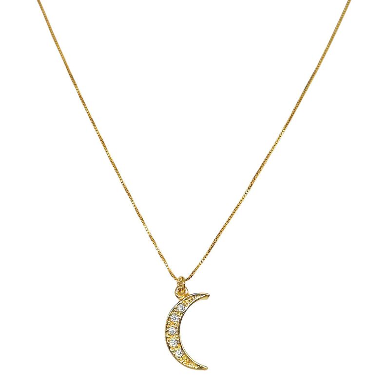 Collar Luna Circon 44cm Enchapado Oro 18K