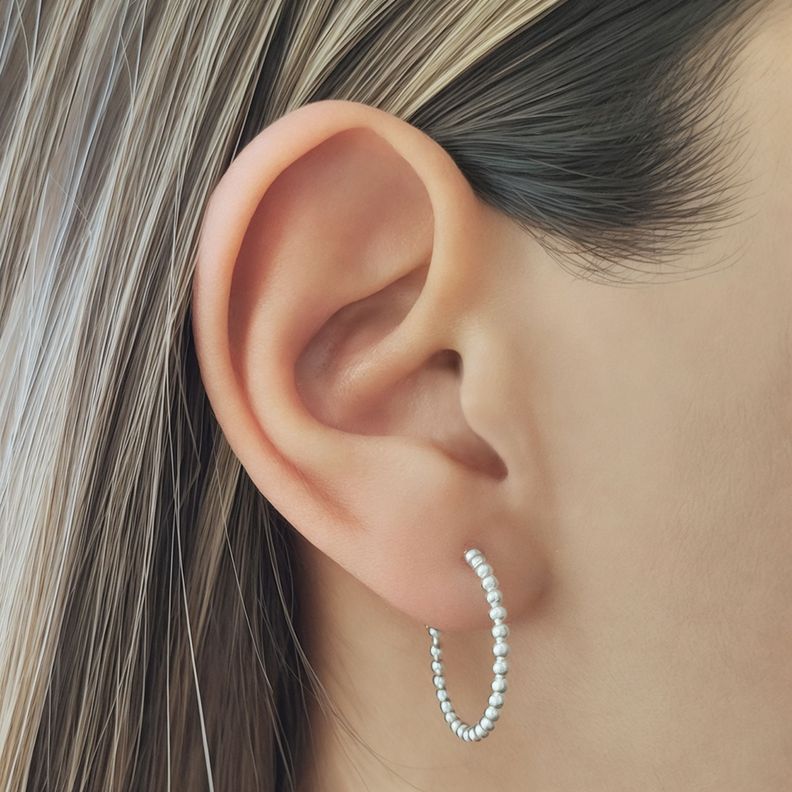 Aros Argolla Bolitas 22mm Plata Fina 925-1