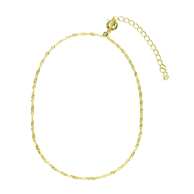 Tobillera Cadena Singapur Enchapado Oro 18K-0