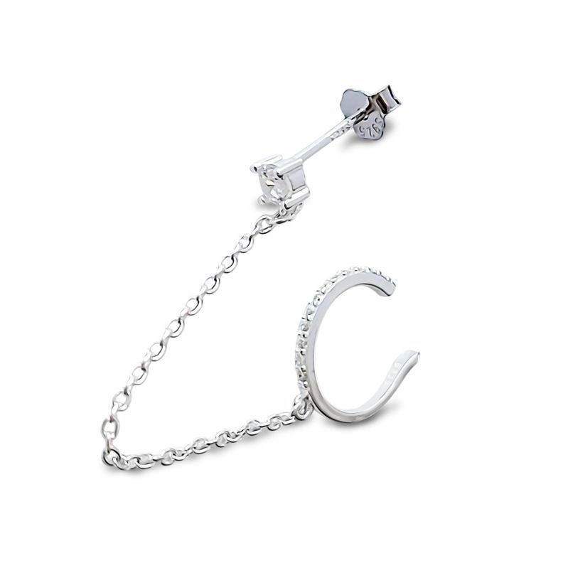 Aro Bidu Cadena Circón Plata Fina 925-0