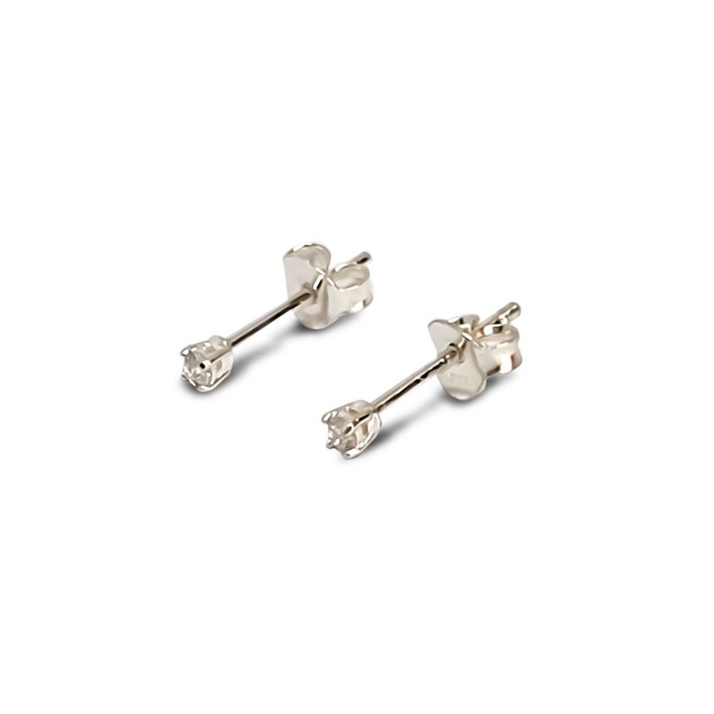 Aros Circón Punto De Luz Blanco 2mm Grifas Plata Fina 925-2