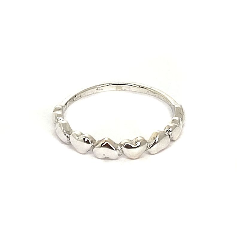 Anillo Medio Cintillo Corazón Plata Fina 925-0