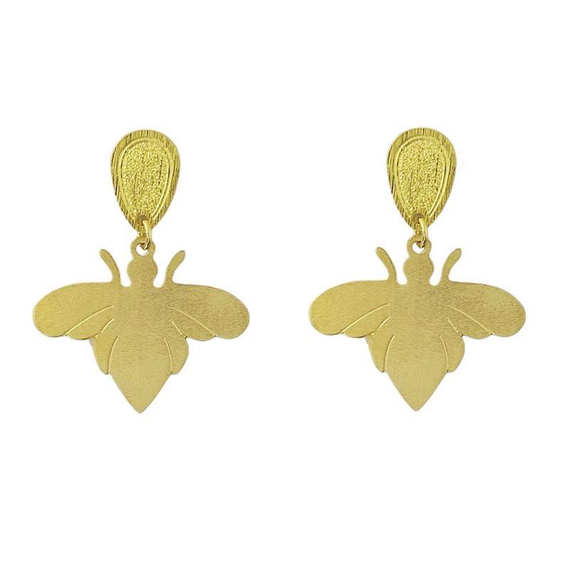 Aros Abeja Tope Enchapado Oro 18K