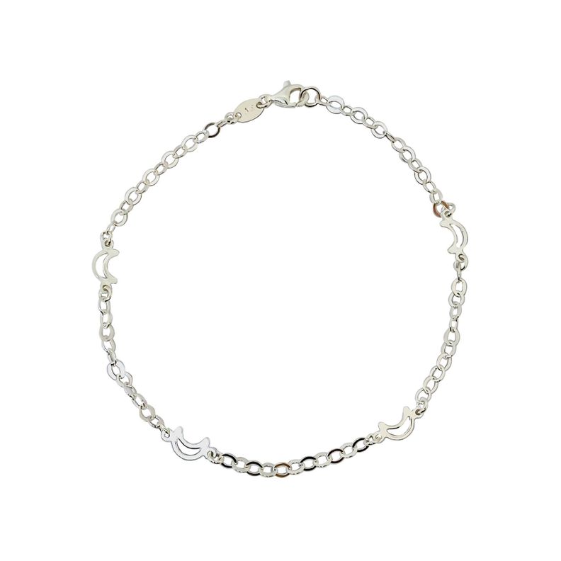 Tobillera Lunas Cadena Plata Fina 925-0