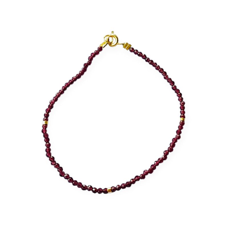 Pulsera Cristal Morado Oscuro Mostacillas Enchapado Oro 18K-0