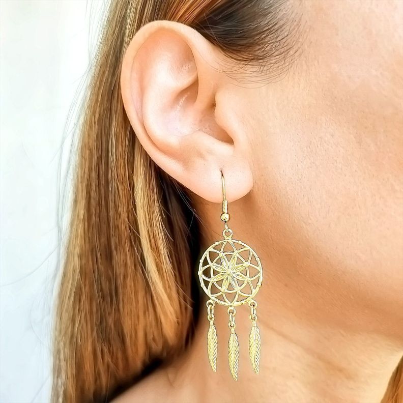 Aros Atrapasueños Enchapado Oro 18K-1