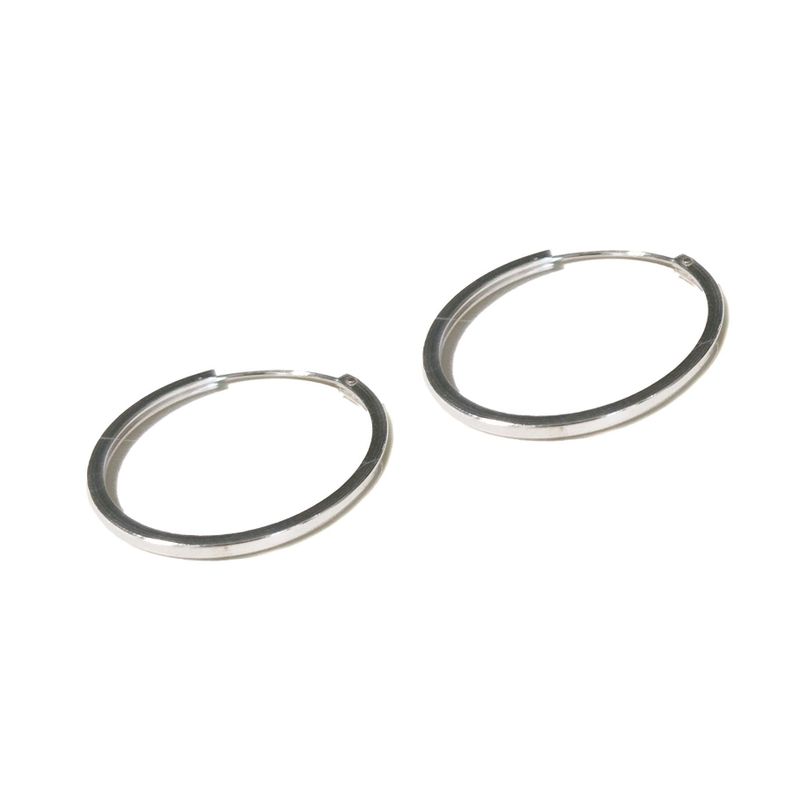 Aros Argolla Tubo Cuadrado 25mm Plata Fina 925-0