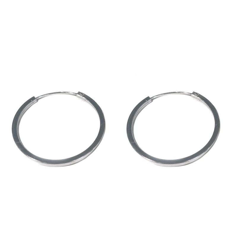 Aros Argolla Tubo Cuadrado 25mm Plata Fina 925-1