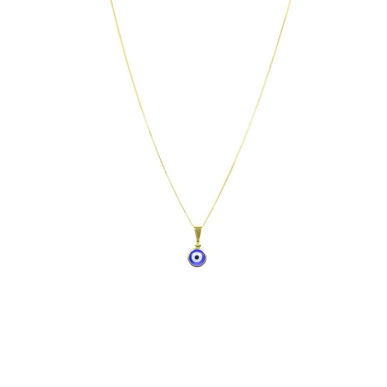 Collar Ojo Turco Cristal Azul Enchapado Oro 18K