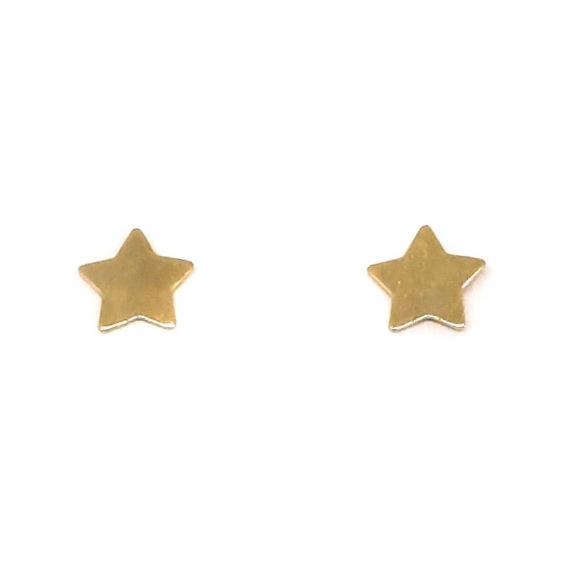 Aros Estrella Plana 7mm Enchapado Oro 18K-1