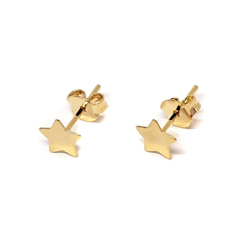 Aros Estrella Plana 7mm Enchapado Oro 18K-0