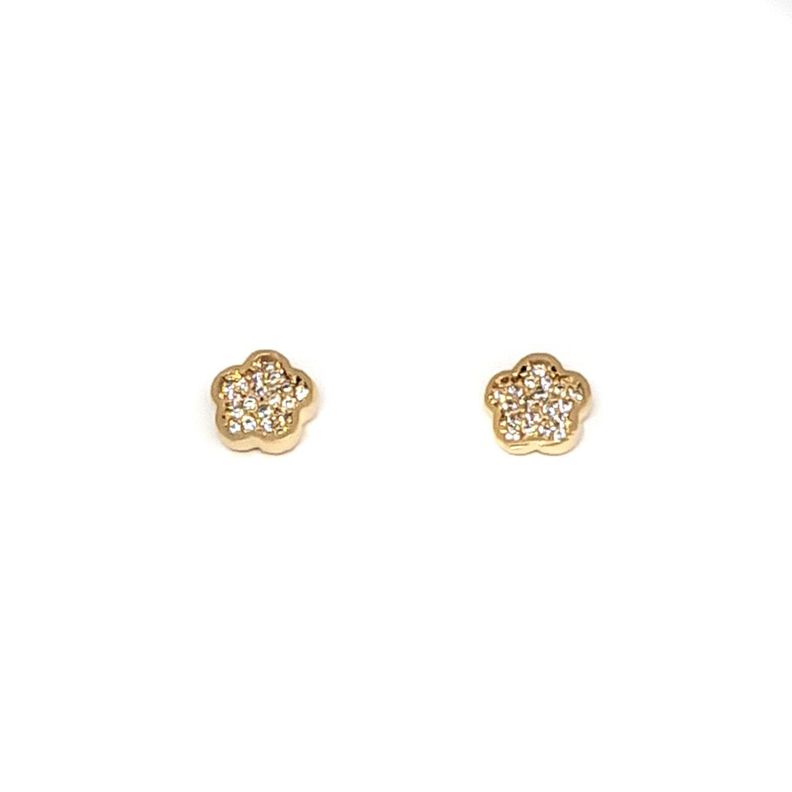 Aros Flor 6mm Circón Enchapado Oro 18K-1
