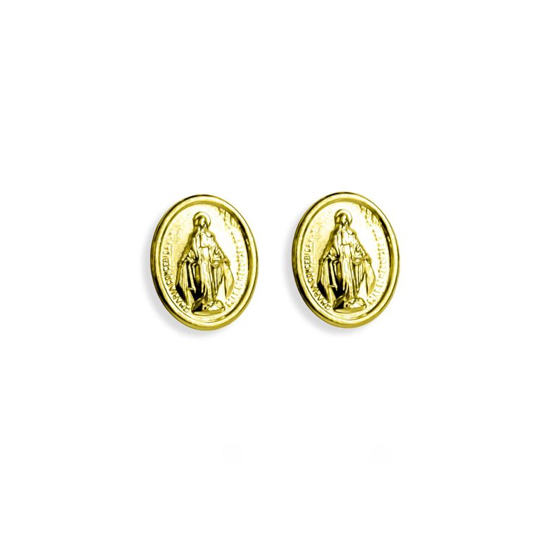 Aros Ovalado Virgen De Los Rayos 11mm Enchapado Oro 18K-0