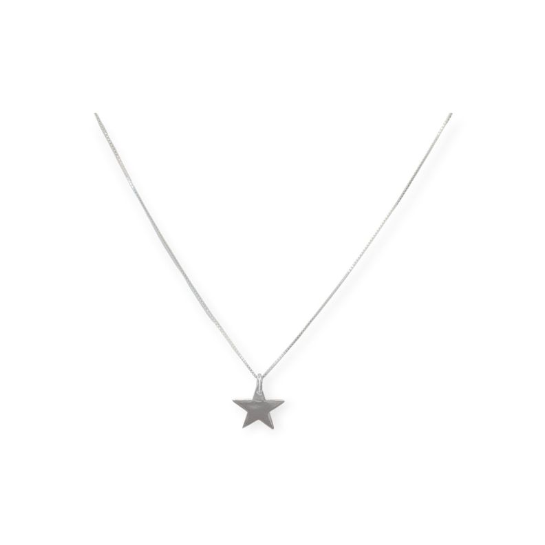 Collar Estrella Plana Cadena Veneciana Plata Fina 925-0