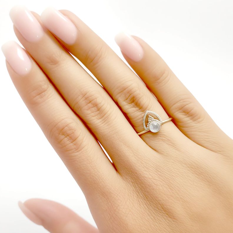 Anillo Prisha Piedra Luna Plata Fina 925#11-1