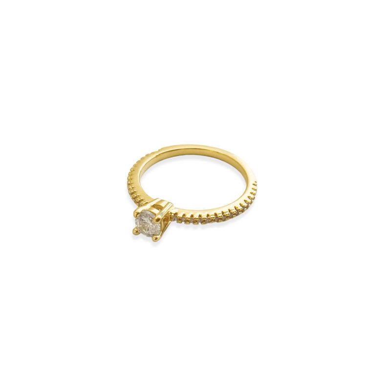 Anillo Clara Solitario Cintillo Circón Enchapado Oro 18K #16-1