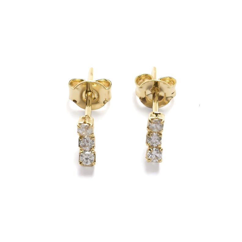 Aros 3 Circones Apegados Enchapado Oro 18K Dorado