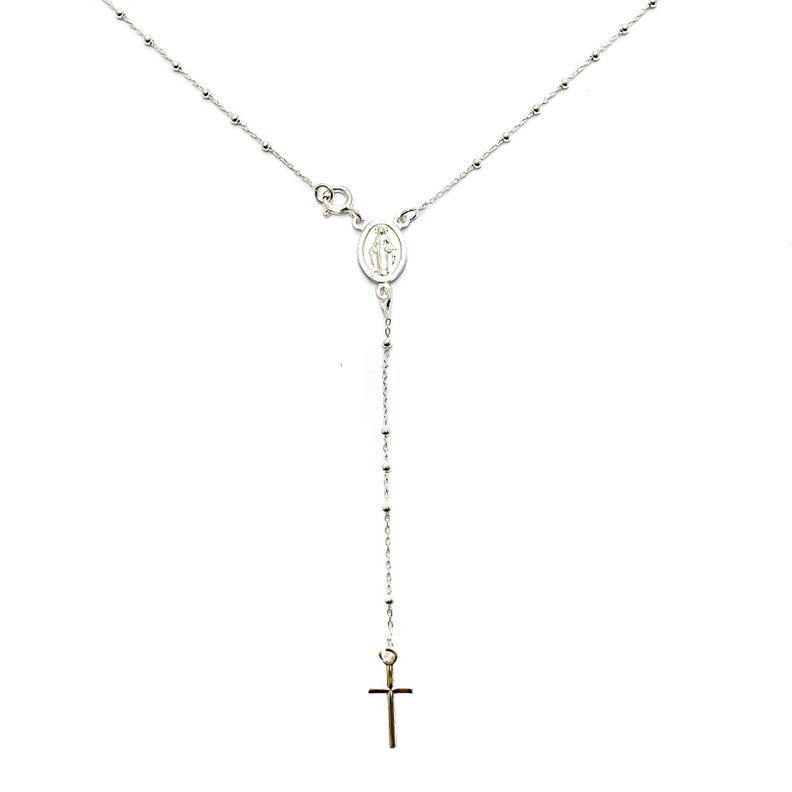 Collar Rosario Cadena Eslabón 50cm Plata Fina 925-0