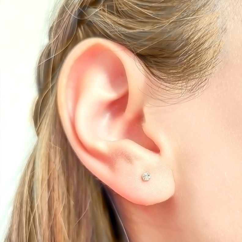 Aros Bebé Circón Blanco 2mm Enchapado Oro 18K-2