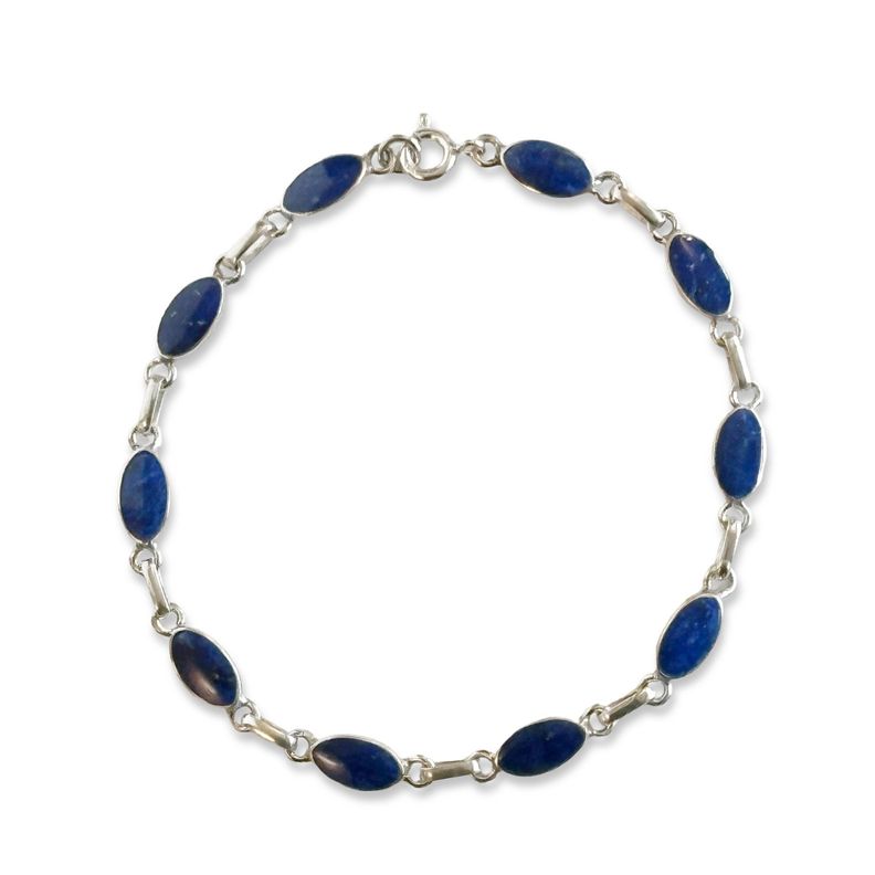 Pulsera Óvalo Lapislázuli Plata Fina 925-0