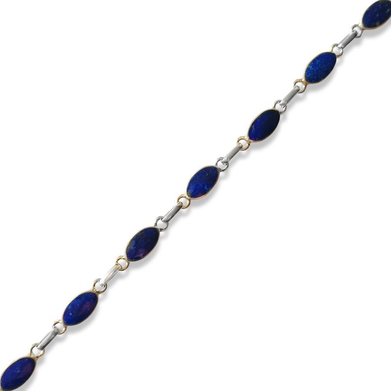Pulsera Óvalo Lapislázuli Plata Fina 925-1