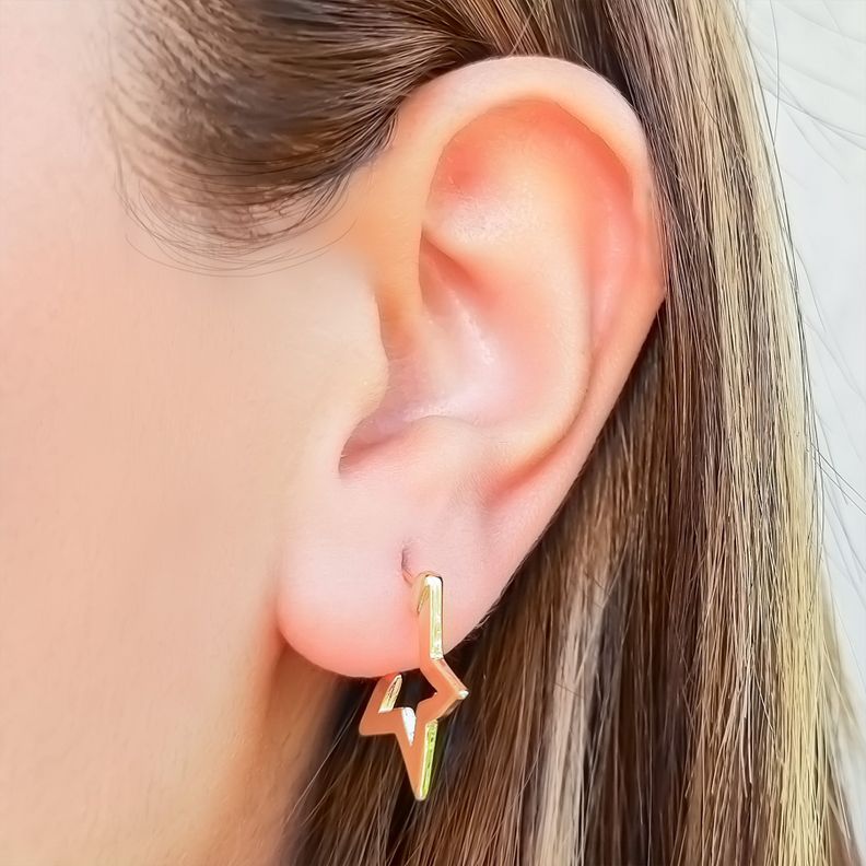 Aros Estrella 4 Puntas Enchapado Oro 18K-1