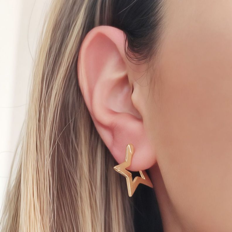 Aros Estrella 4 Puntas Enchapado Oro 18K-2