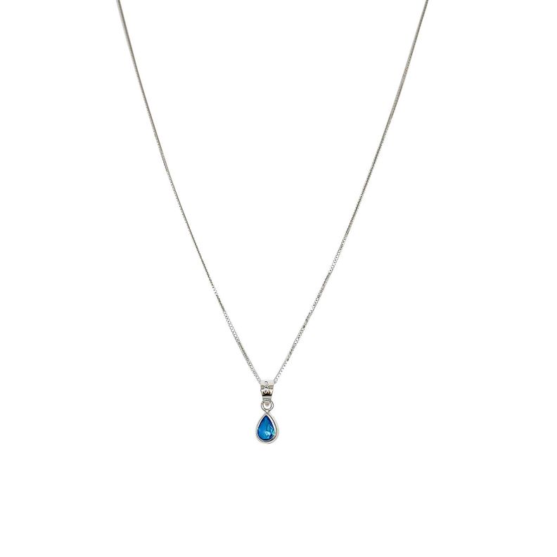 Collar Gota Circón Celeste Plata Fina 925-1