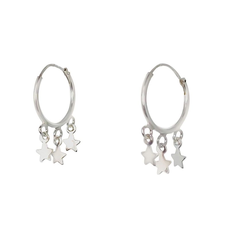 Aros Argolla Mini Estrellas Plata Fina 925-0