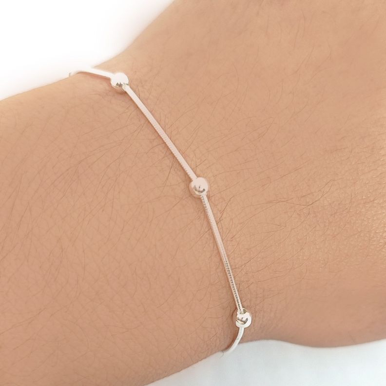Pulsera Bolitas Cola Topo Plata Fina 925-2