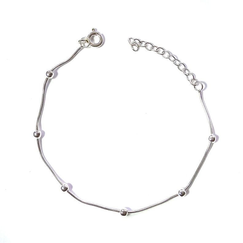 Pulsera Bolitas Cola Topo Plata Fina 925-0