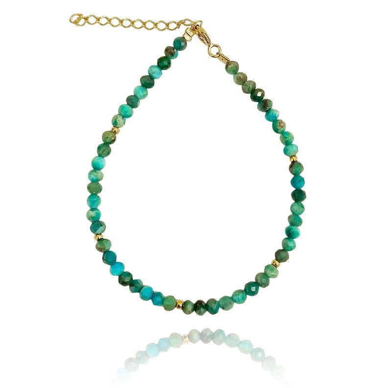 Pulsera Apatita Facetada 3mm Enchapado Oro 18K