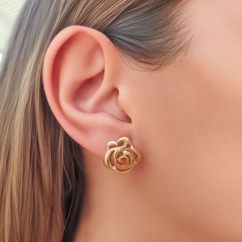 Aros Flor 15mm Enchapado Oro 18K-2