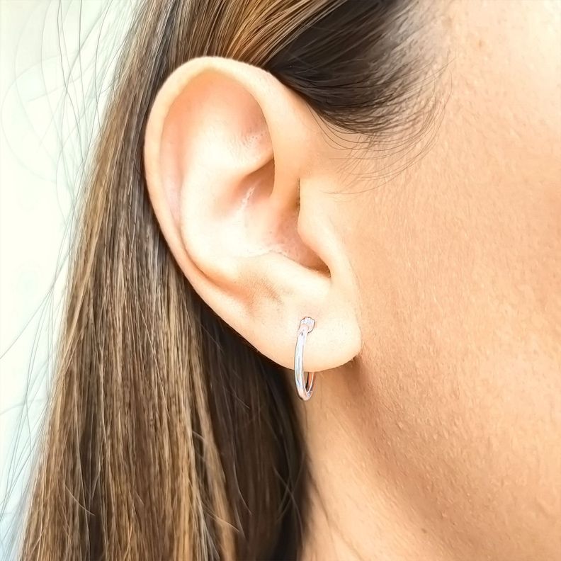 Aros Argollas Pequeñas 14mm Plata Fina 925-2