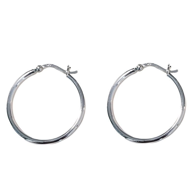 Aros Argolla Broche 30 mm Plata Fina 925-0