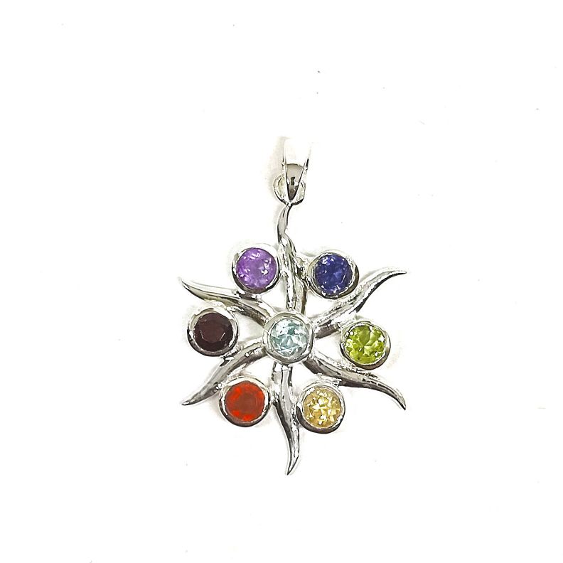 Colgante 7 Chakras Piedras Naturales Plata Fina 925-0