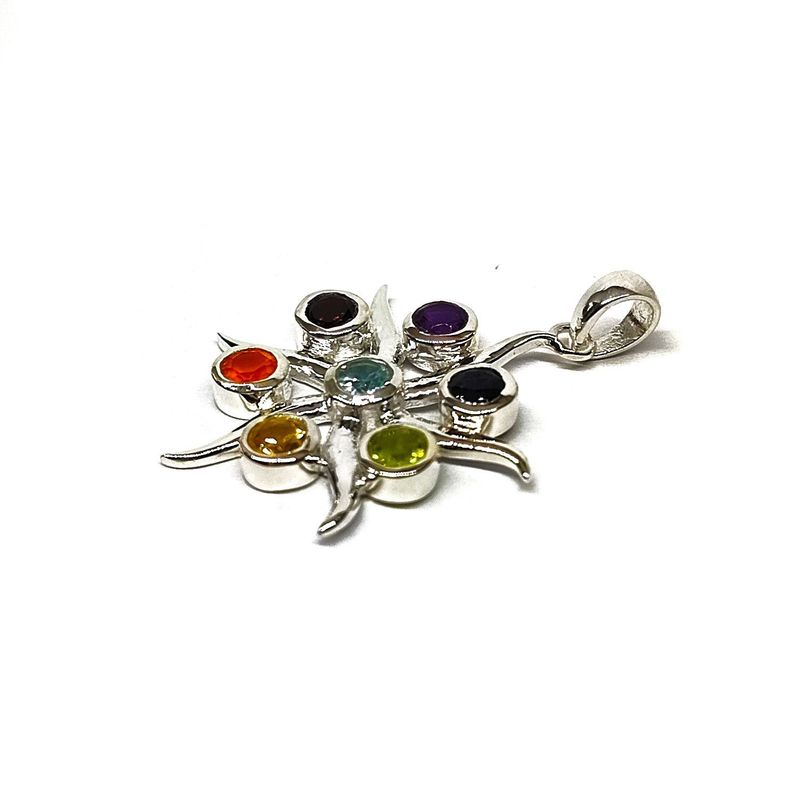 Colgante 7 Chakras Piedras Naturales Plata Fina 925-1