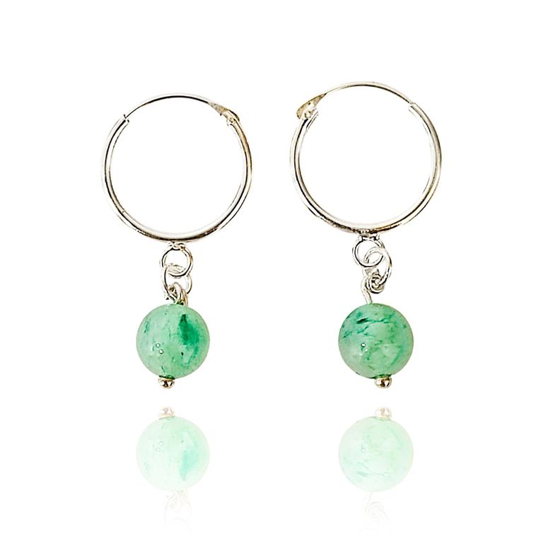 Aros argolla Jade 6mm Plata Fina 925