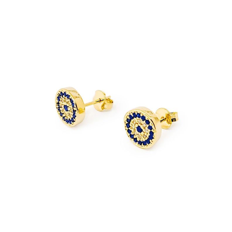 Aros Ojos Turcos Circones 9mm Enchapado Oro 18K Dorado