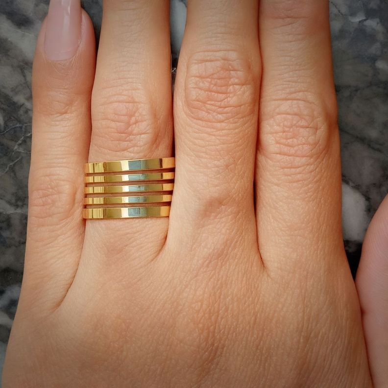 Anillo Tubo Calado Ajustable Enchapado Oro 18K-3