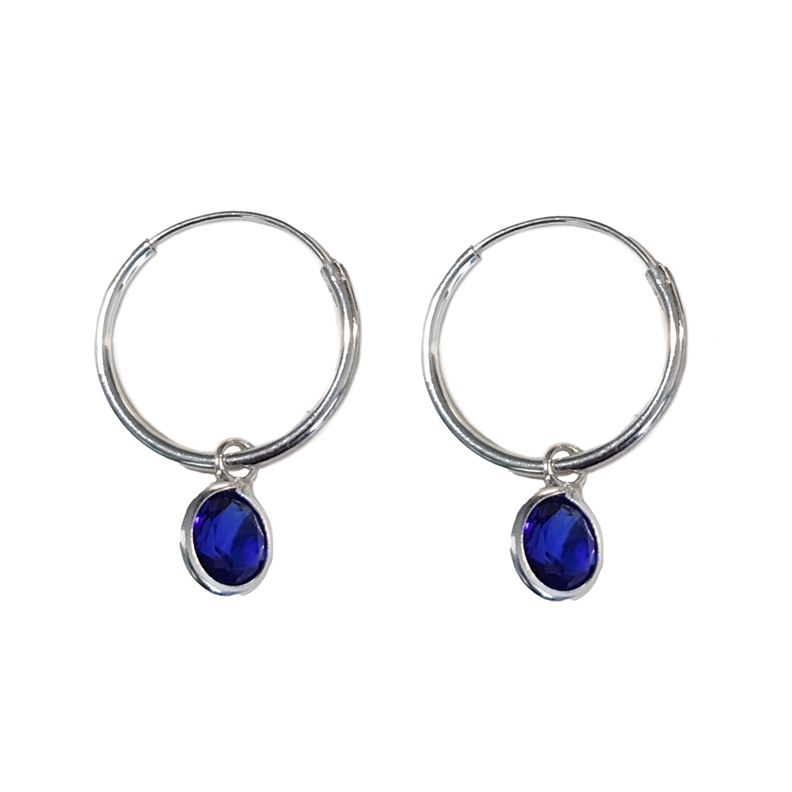 Aros Argolla Circón Azul Colgante Plata Fina 925-0