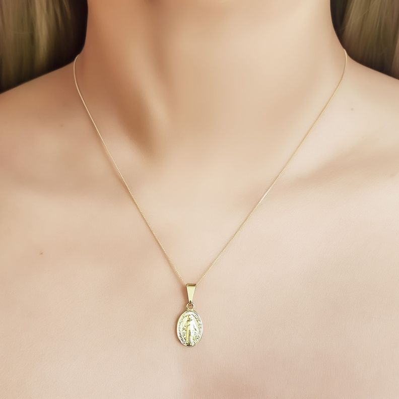 Collar Virgen De Los Rayos Veneciana Enchapado Oro 18K-1