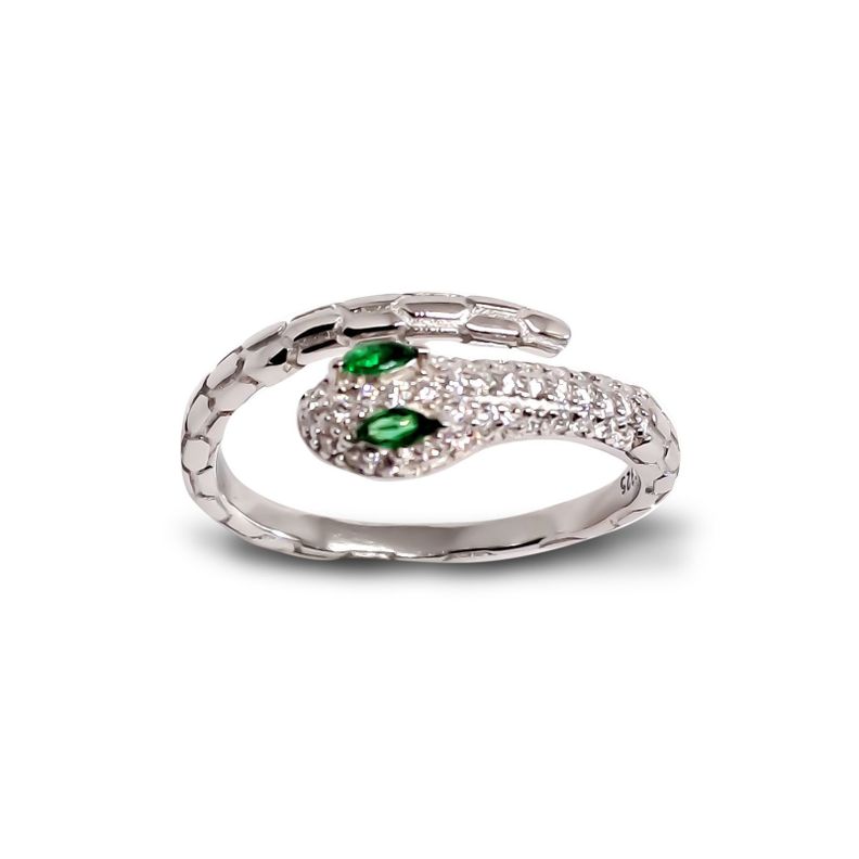 Anillo Serpiente Circón Plata Fina 925-0