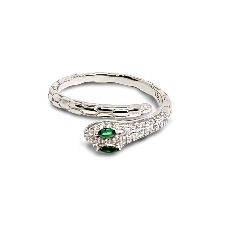 Anillo Serpiente Circón Plata Fina 925-2