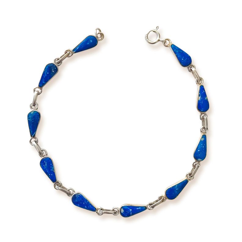 Pulsera Gota Lapislázuli Plata Fina 925-0