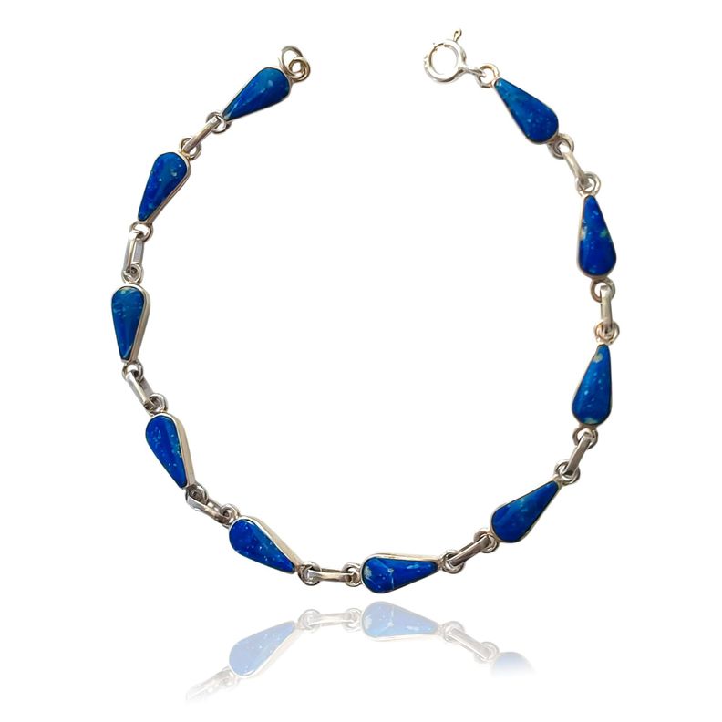 Pulsera Gota Lapislázuli Plata Fina 925-1